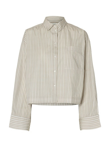 Astha Cropped Boxy Shirt - Pure Cashmere/ Bright White