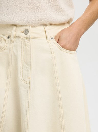 Tenna Long Denim Skirt - Egret