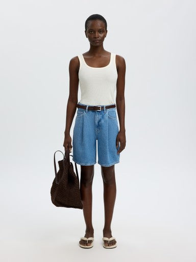 Wide Merle-Kori Denim Shorts - Light Blue Denim
