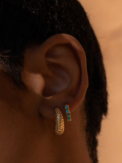 Capri Multi Turquoise Huggies - Gold Plating/Turquoise