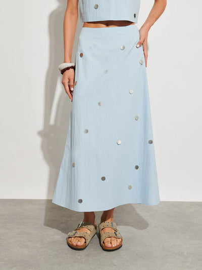 Solana Midi Skirt - Pale Blue
