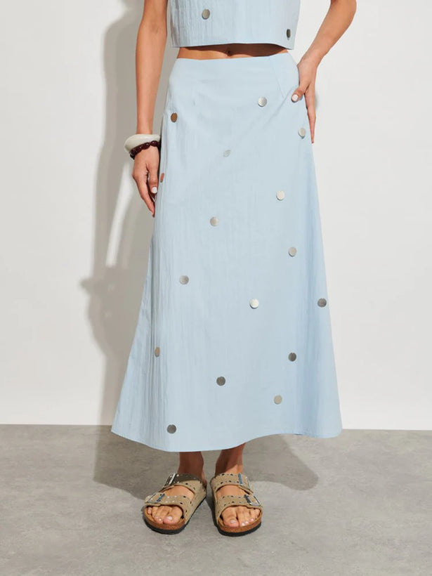 Solana Midi Skirt - Pale Blue