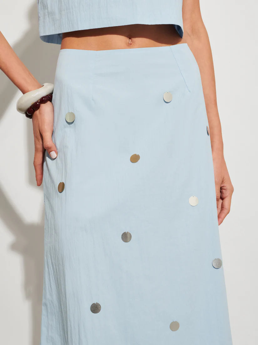 Solana Midi Skirt - Pale Blue
