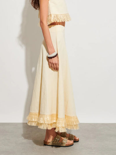 Mav Raffia Midi Skirt - Cream