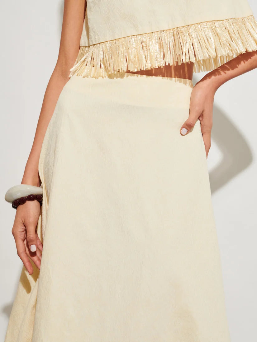 Mav Raffia Midi Skirt - Cream