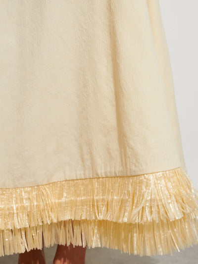 Mav Raffia Midi Skirt - Cream