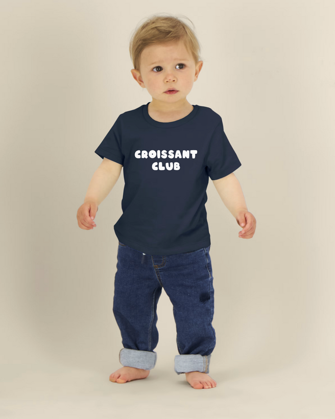 Croissant Club Organic Cotton T-Shirt - Navy/White Lettering