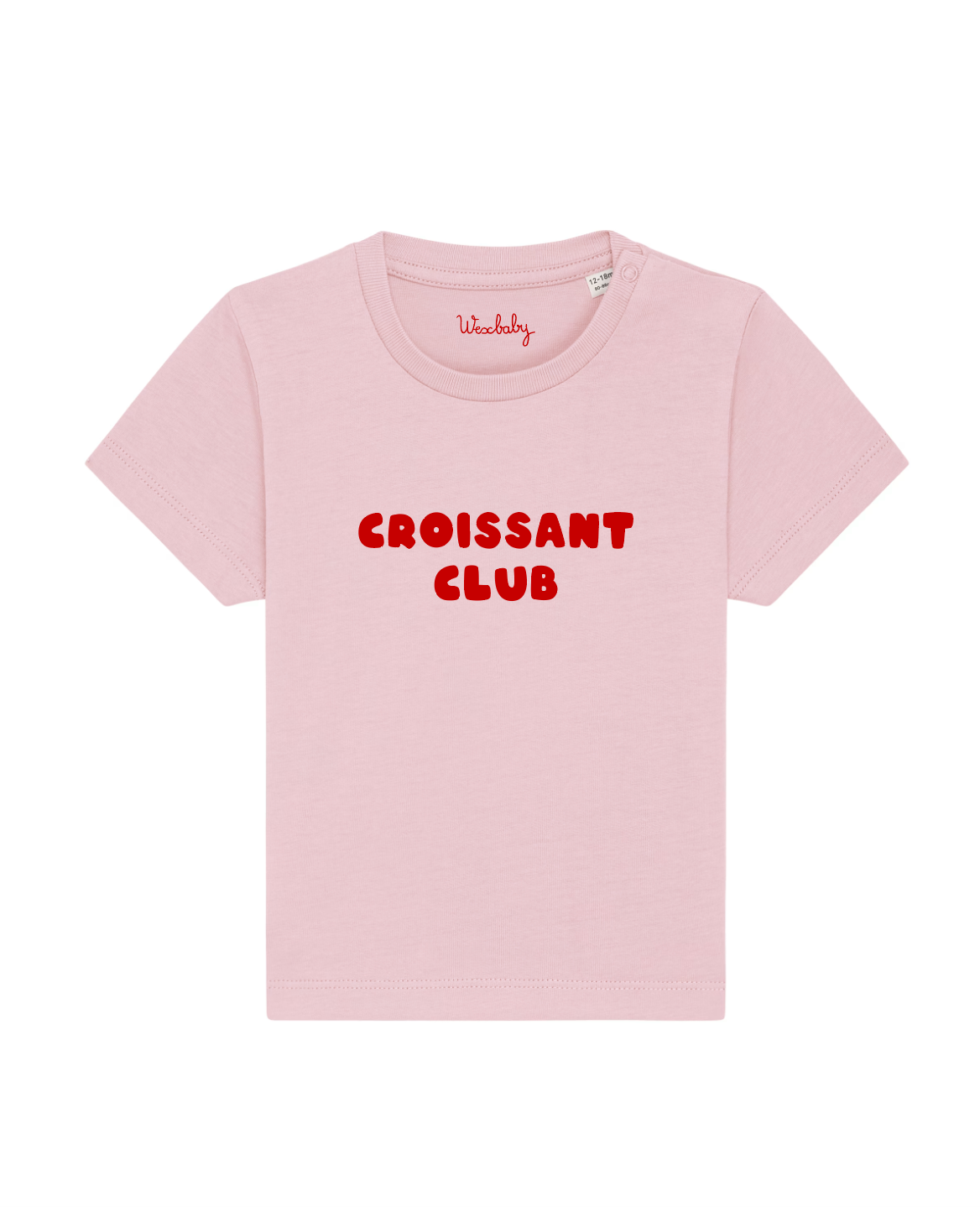 Croissant Club Organic Cotton T-Shirt - Freche Peche/Red Lettering