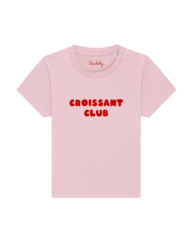 Croissant Club Organic Cotton T-Shirt - Freche Peche/Red Lettering