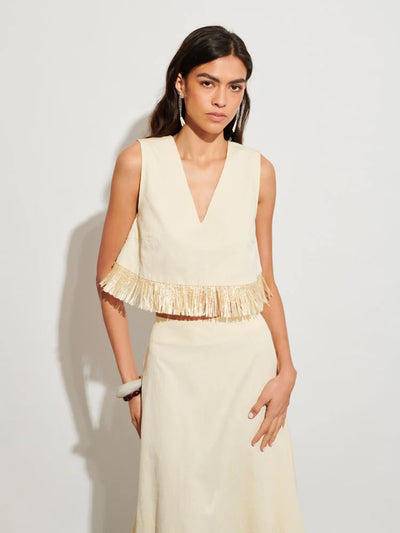 Mav Raffia Top - Cream