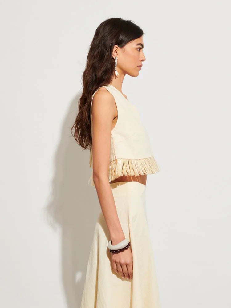Mav Raffia Top - Cream