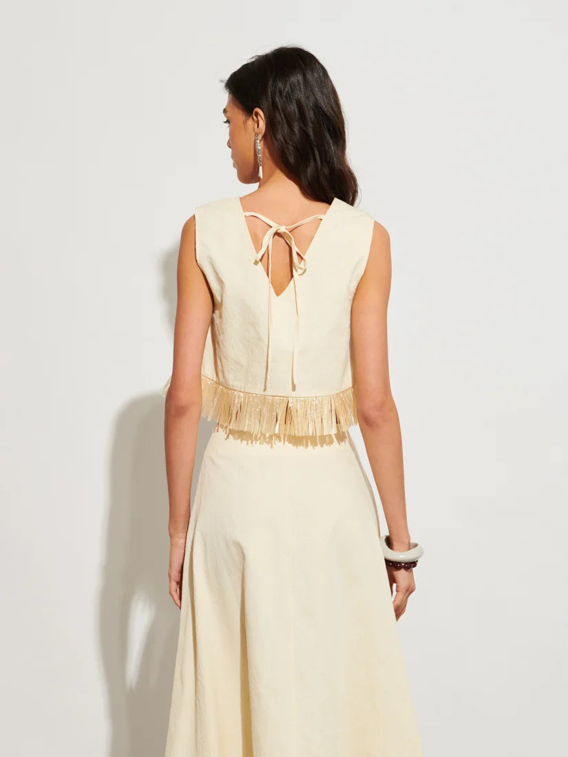 Mav Raffia Top - Cream