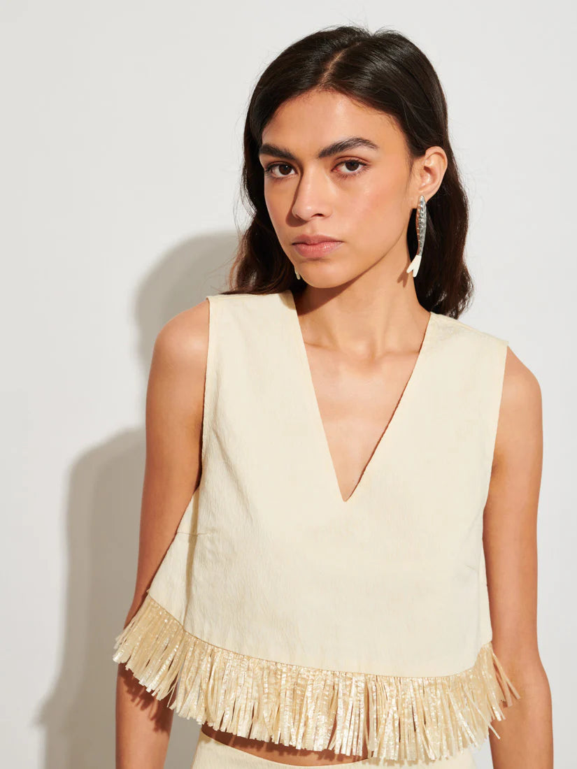 Mav Raffia Top - Cream