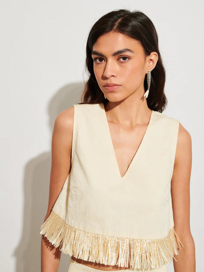 Mav Raffia Top - Cream