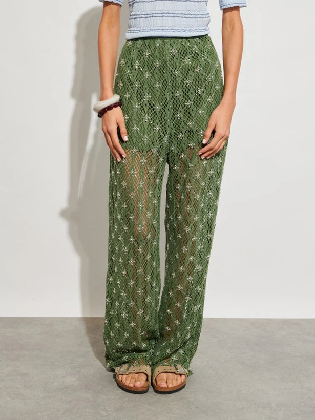 Zuma Embellished Trousers - Khaki Green
