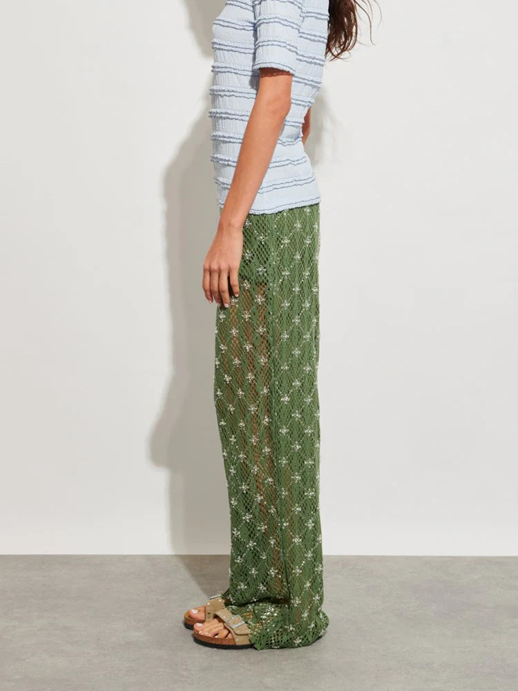 Zuma Embellished Trousers - Khaki Green