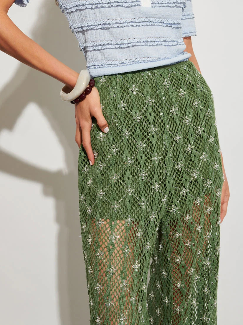 Zuma Embellished Trousers - Khaki Green