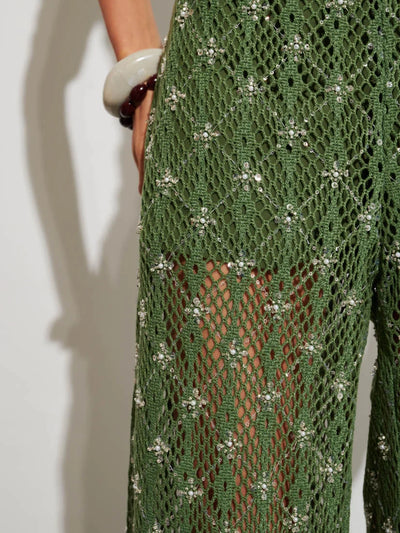 Zuma Embellished Trousers - Khaki Green