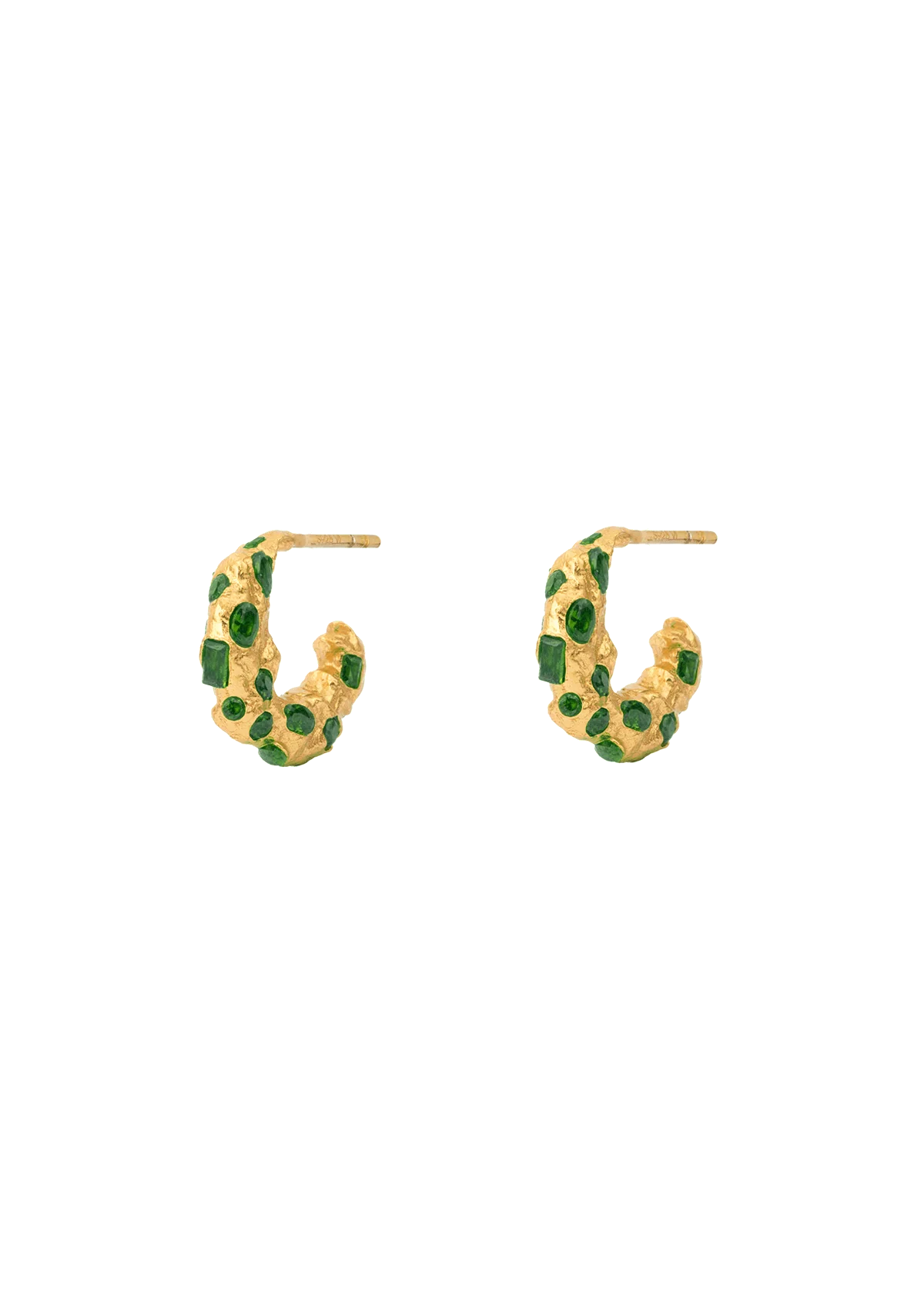 Trinket Gilded Hoop Earrings - Gold/Dark Green