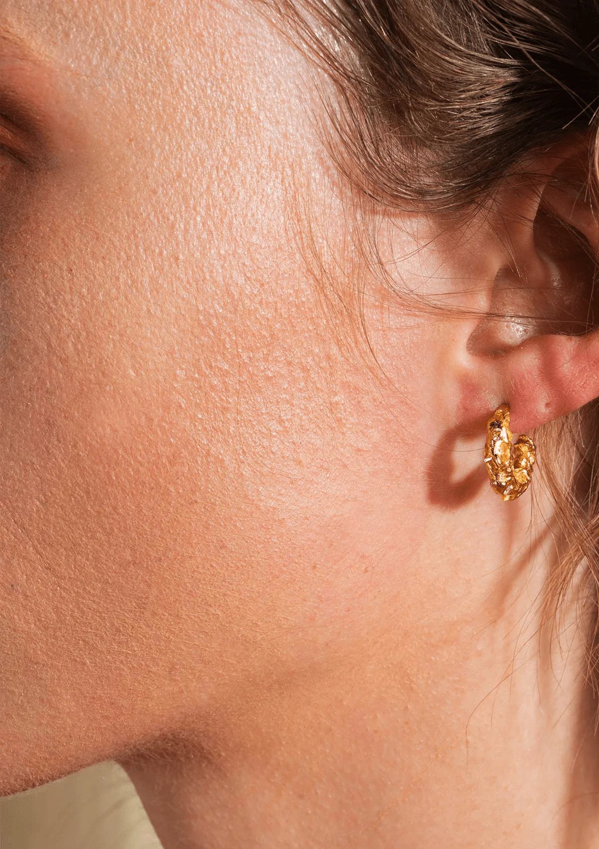 Trinket Gilded Hoop Earrings - Gold/Light Yellow