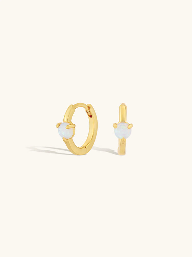 Aura Opal Huggies - Gold Plating