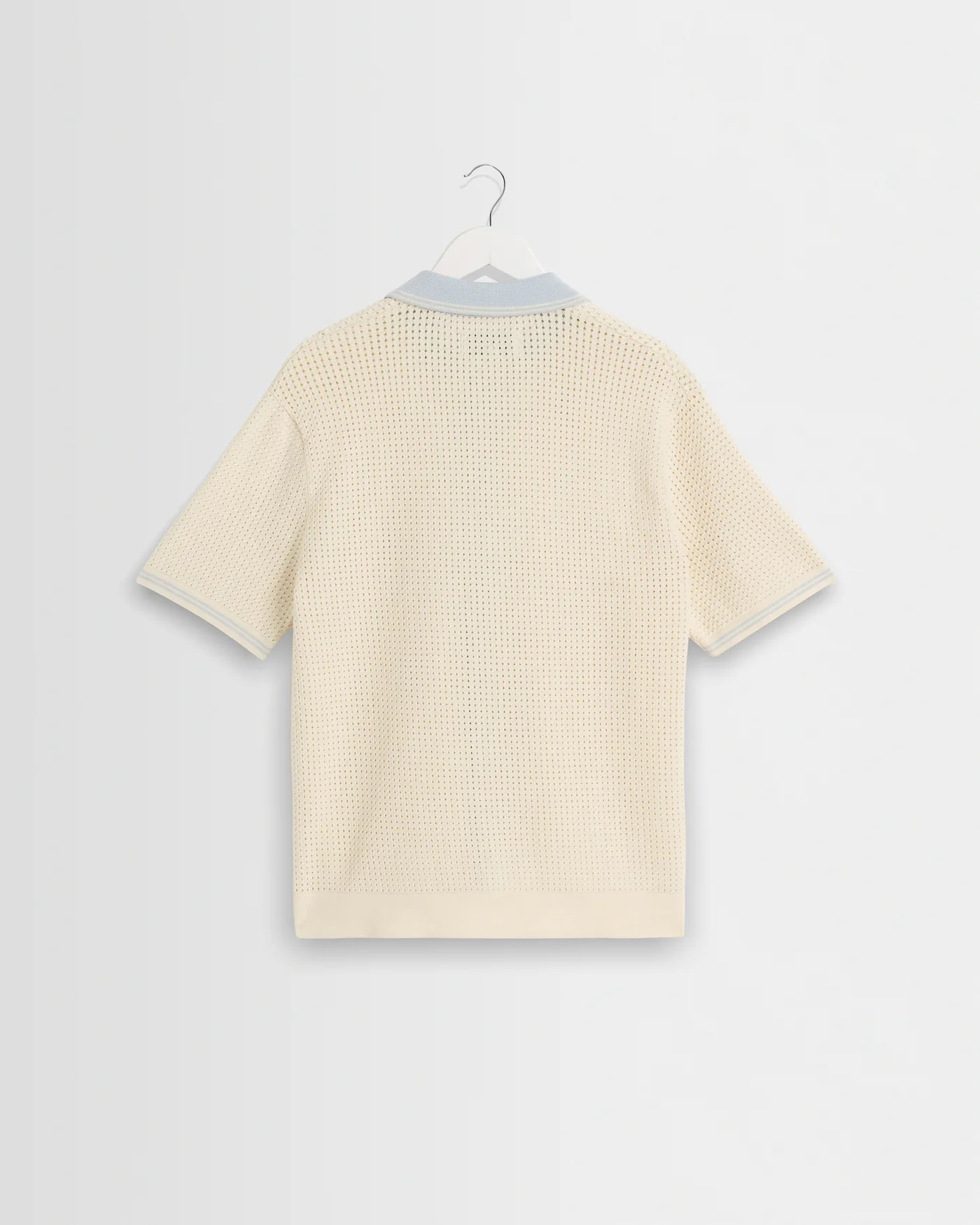 Belle Shirt Tipped Pointelle - Ecru / Pale Blue