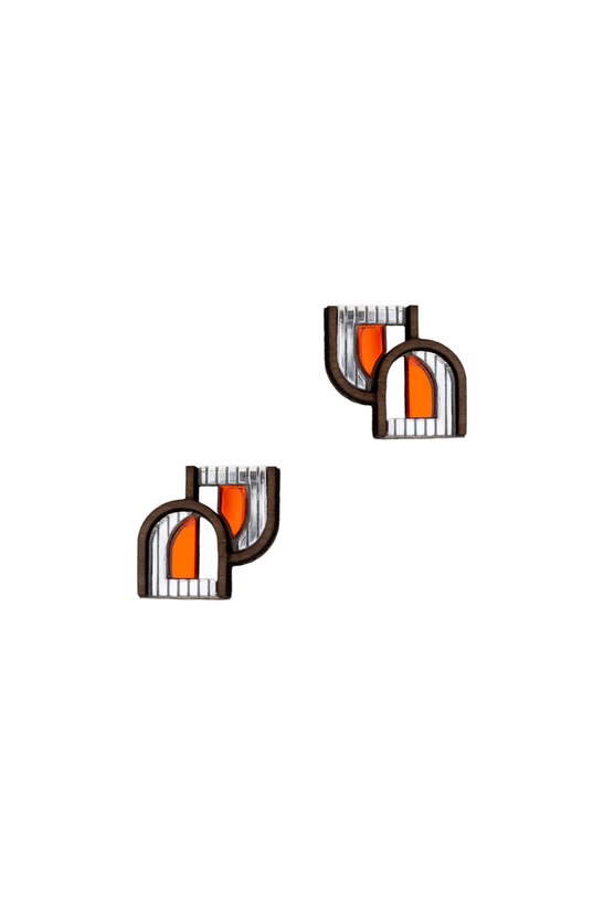 Arch Window Studs - Silver & Orange