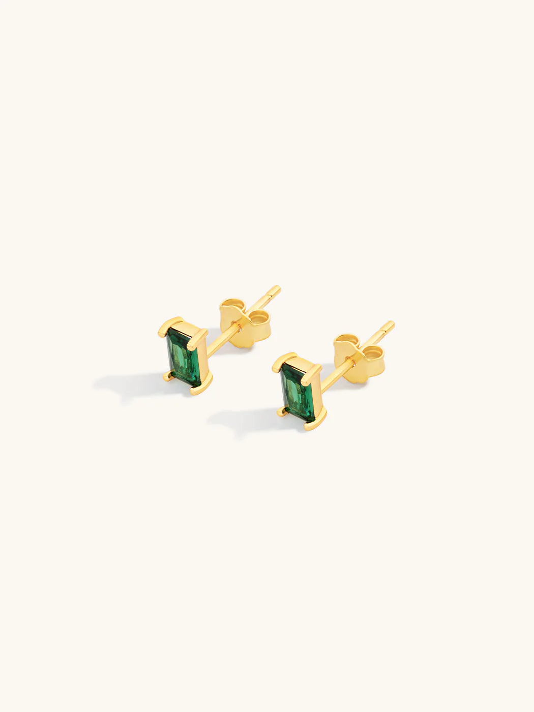 Emerald Block Studs - Gold Plating/Emerald