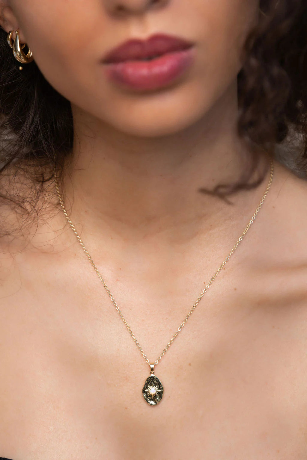 Eros Opal Necklace - Gold Plating/White Opal