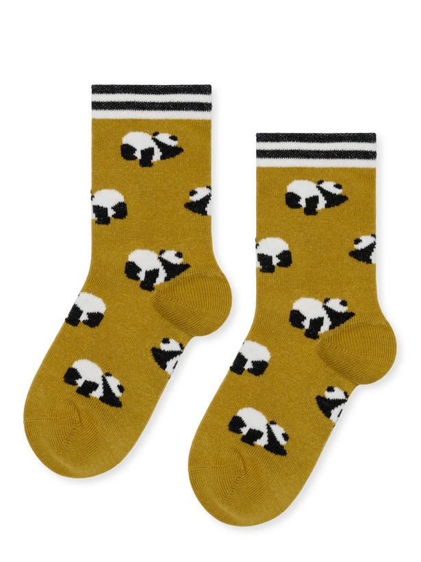 Mini Downward Panda Kids Crew - Mustard Green