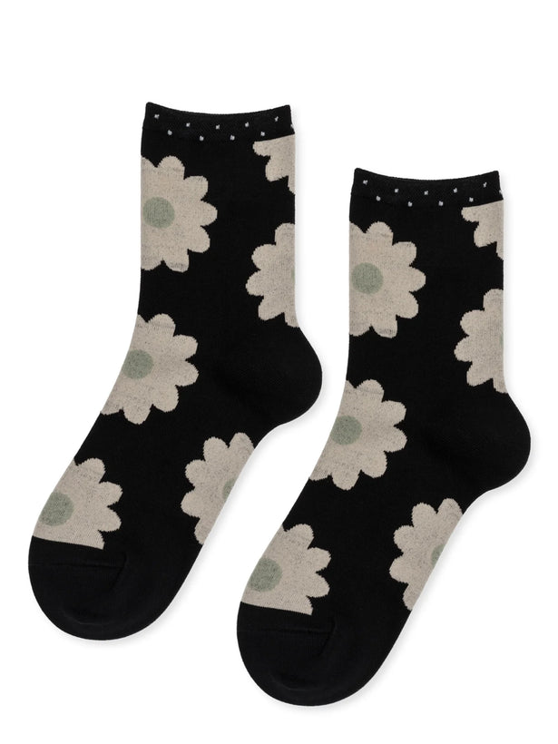 Blooming Daisy Short Crew - Black