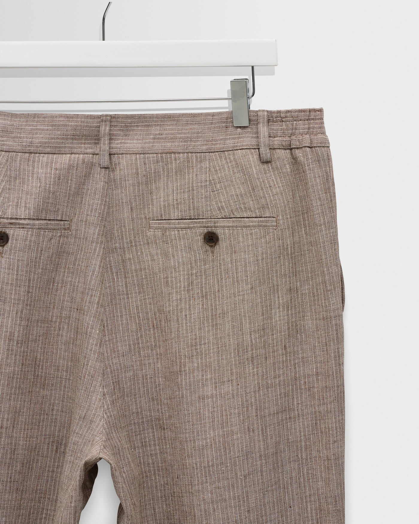 Malham  Linen Trousers - Natural / Brown Stripes