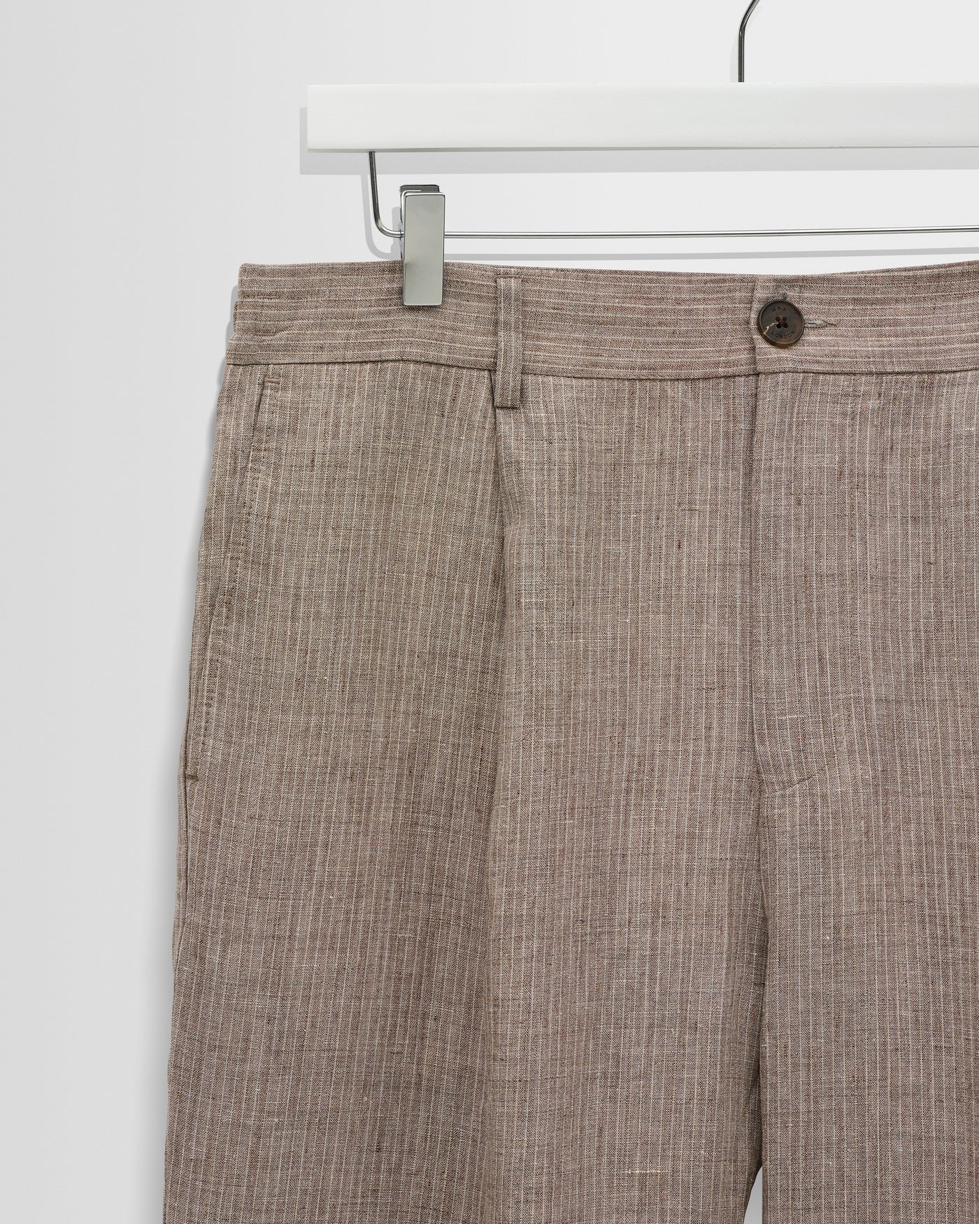 Malham  Linen Trousers - Natural / Brown Stripes