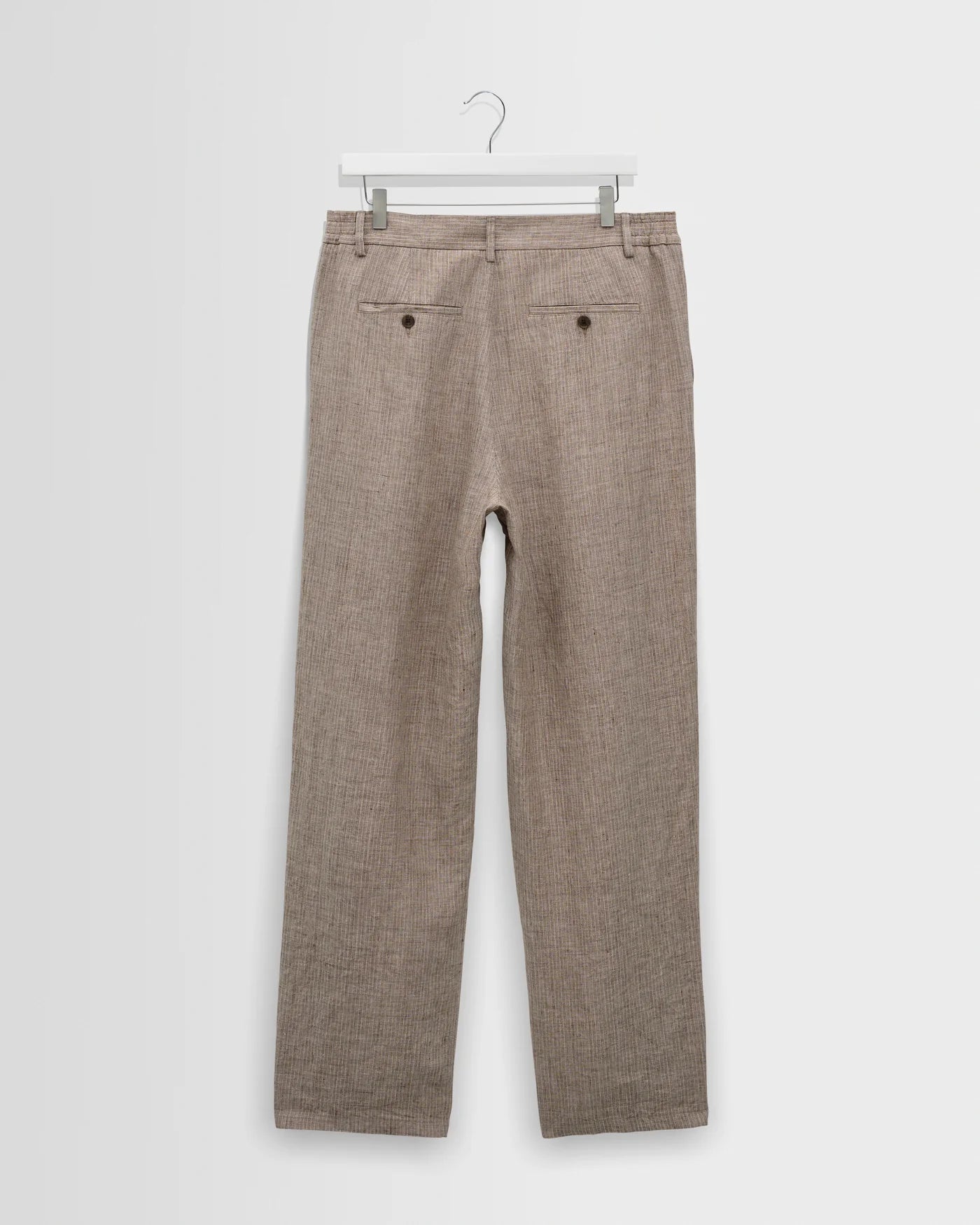 Malham  Linen Trousers - Natural / Brown Stripes