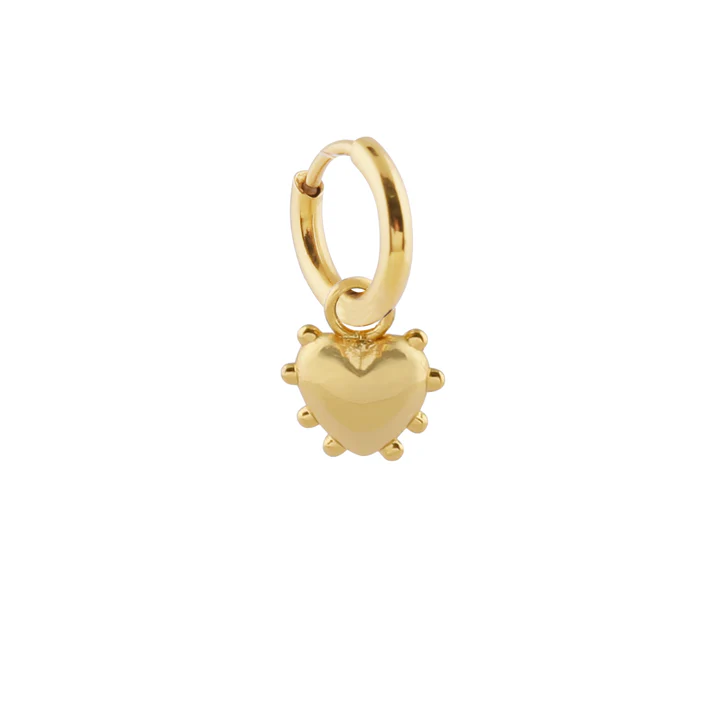 Mini Milagros Heart Earrings - Gold