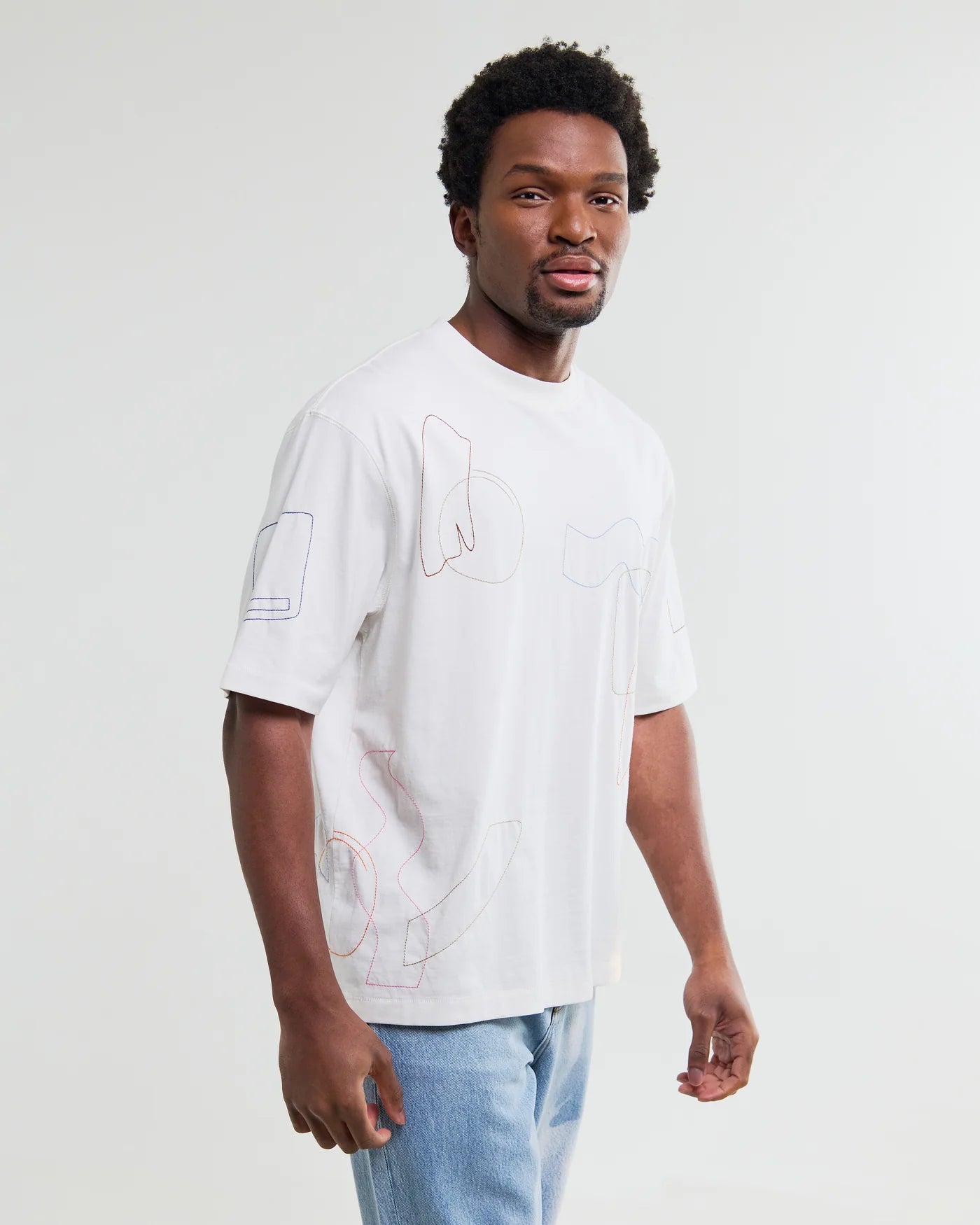 Milton Tee Cotton Shapes  Embroidered - Ecru