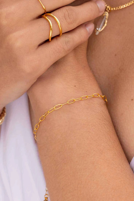 Laura  Mini Oval Bracelet - Gold Plating
