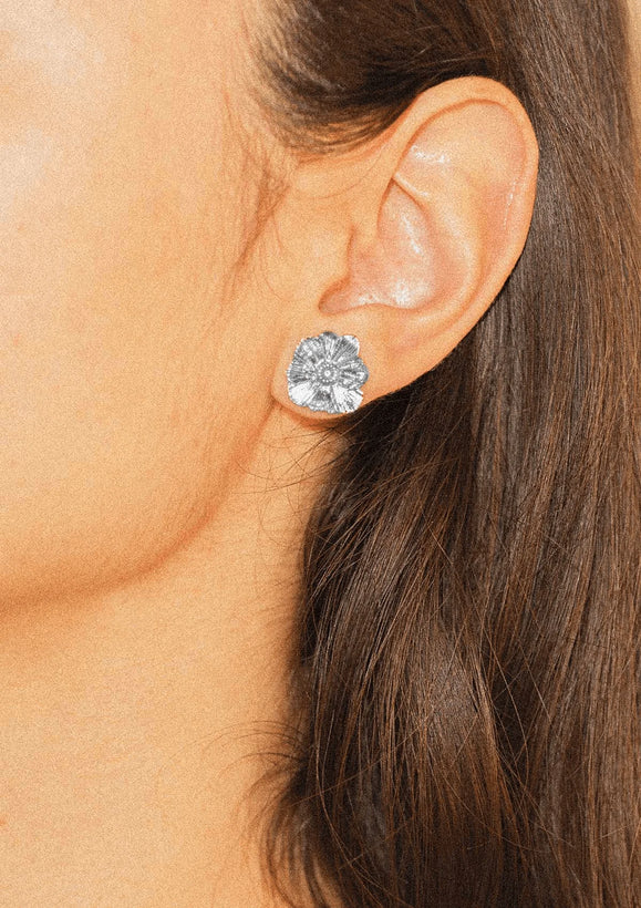 Wildflower Speckle Gilded Earrings - Silver