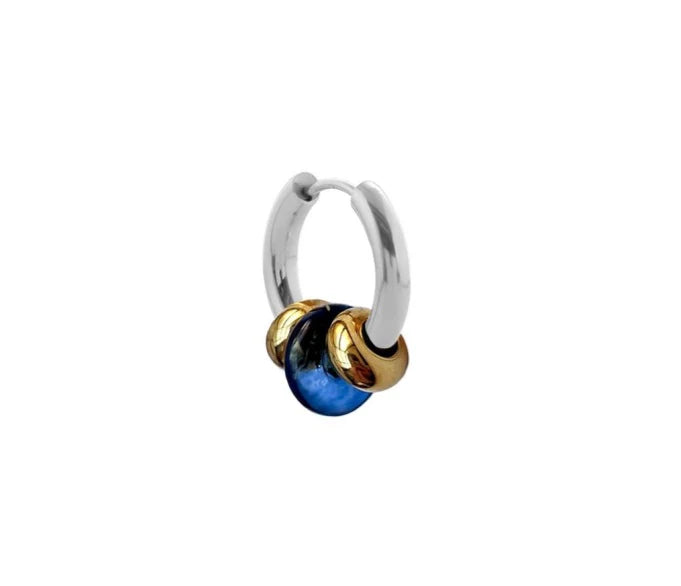 Buoy Earrings - Silver/Dark Blue