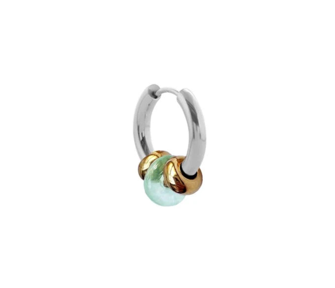 Buoy Earrings - Silver/Aquamarine